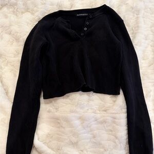 Brandy Melville Black Ribbed Crop Top